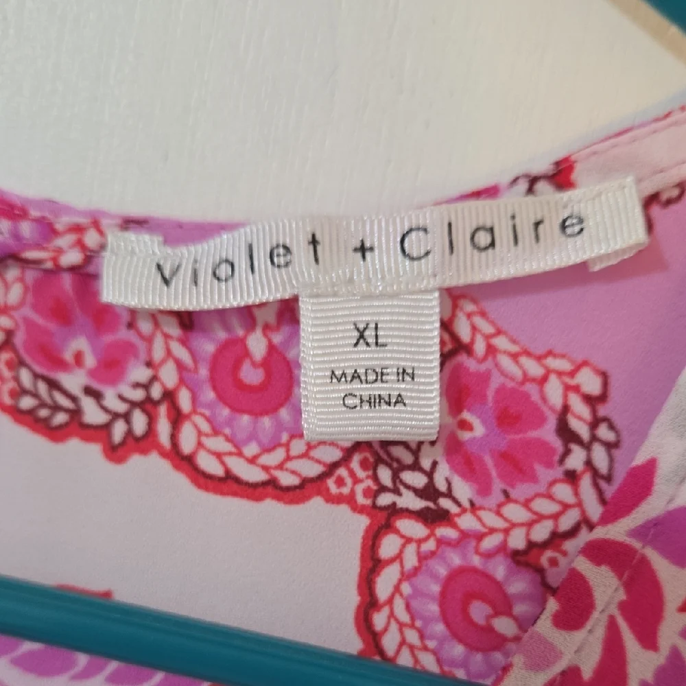 Violet & Claire Bright Pink Paisley Sleeveless Tank - Picture 2 of 5